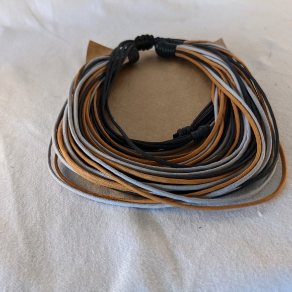 Leather multi-strand necklace with adjustable clasp NEW! - Picture 4 of 12